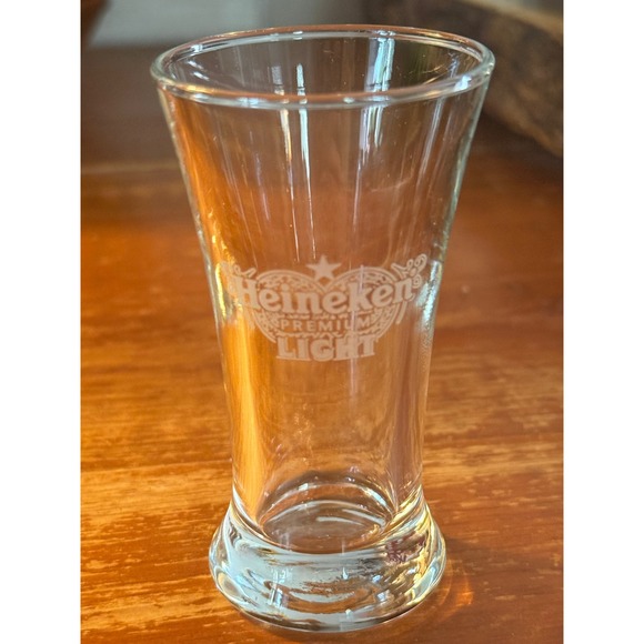 Heineken Premium Light Etched Logo Flared Shot Glass Clear Barware Collectible